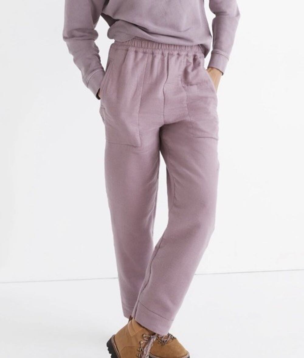 Madewell Waffleback Pull-On High-Rise Tapered Pants Mauve Womens S NWT